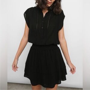 Rails Black Short Sleeve Smocked Waist Dress